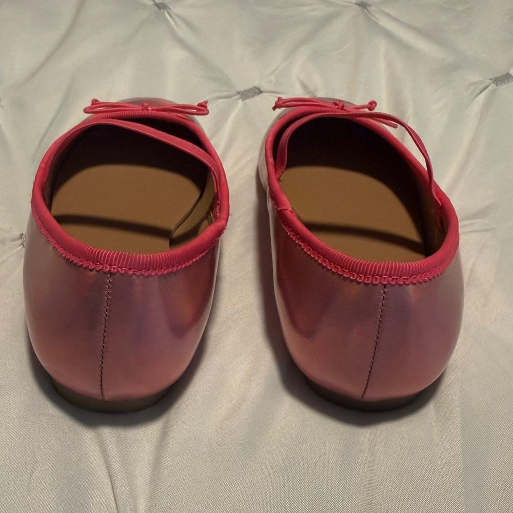 Girls' Pink Holographic Ballet Flats with Elastic Strap - Picture 5 of 7